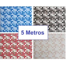 Papel Adesivo lavável Pastilha 5 metros x 45cm tipo contact parede cozinha banheiro