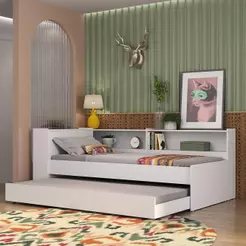 Bicama com Prateleira e Baú para colchão 78 x 188 cm Multimóveis Branca