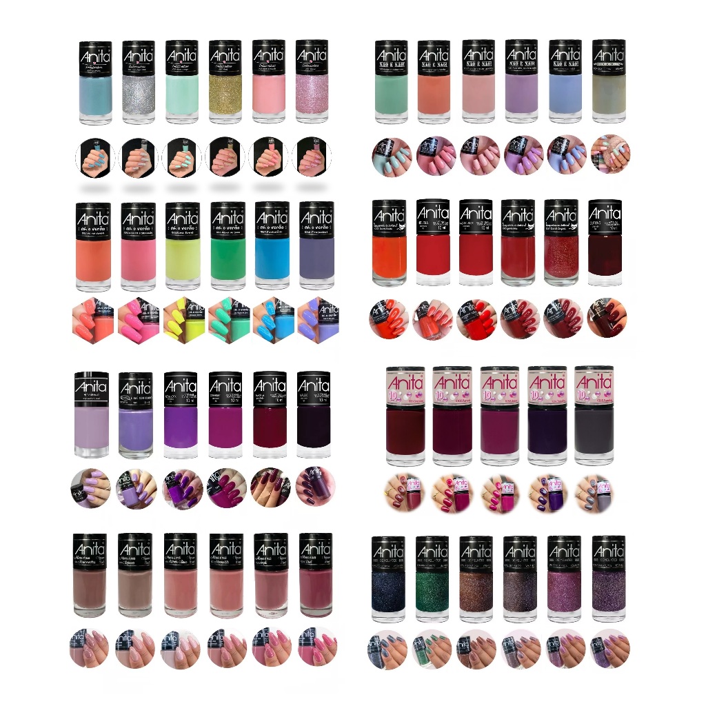 Kit 30 Esmaltes ANITA Sortidos e sem Repetição em Oferta na Shopee