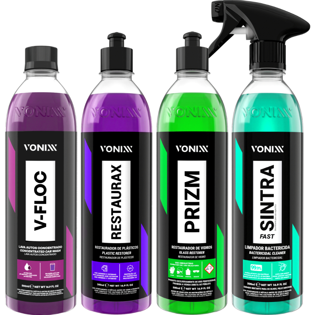 Kit Revitalizador Restaurax  Prizm Removedor Chuva Ácida Shampoo V-Floc Sintra Fast Vonixx - Spare Parts and Accessories for Vehicles
