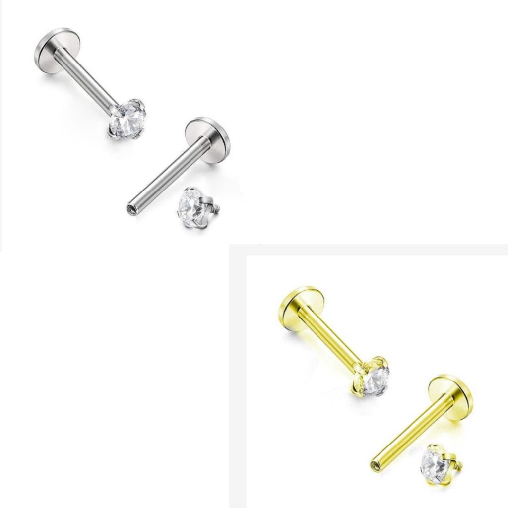 Piercing Labret Helix Tragus Conch Ponto De Luz Aço Inox, com até 2 unidades