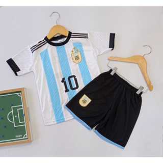 Conjunto Infantil de Futebol ARGENTINA Messi Camisa e Short Envio Imediato