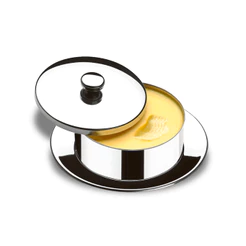 Manteigueira Redonda Com Pires Brinox - Átina 130g Aço Inox