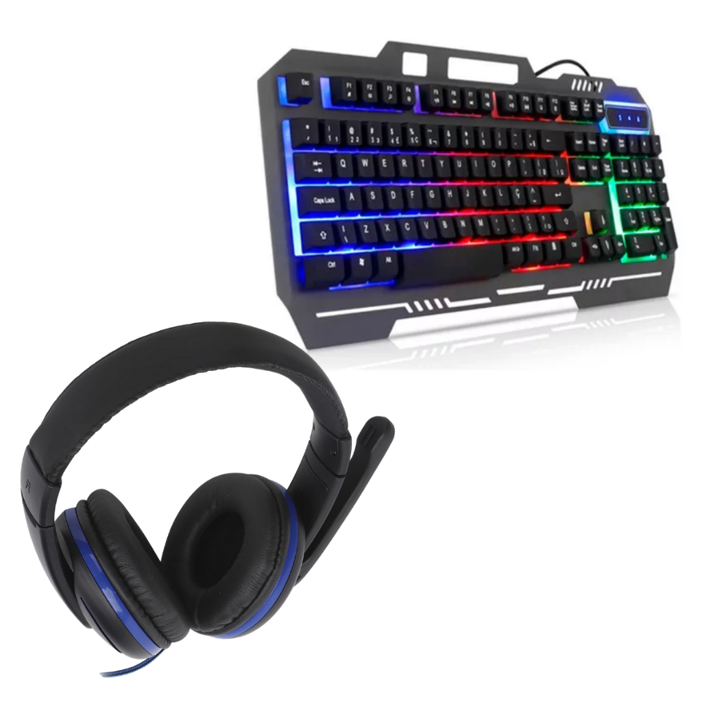 Teclado Iluminado Gamer Semi Mecânico Led M888 + Fone Headset