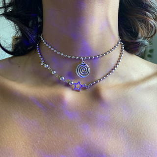Colar espiral egirl starcore Aço Inox Corrente lucky star egirl aesthetic y2k Gargantilha spiral