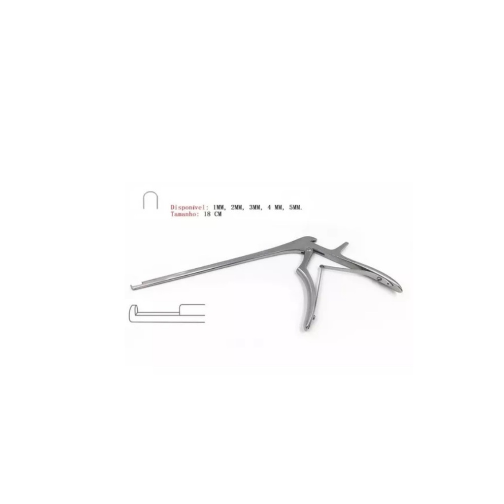 Pinça Kerrison 18cm , 2mm Boca P/ Cima, Ponta Reta 90ºgraus.