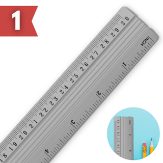 Regua de alumínio 30 cm papelaria escolar escritório régua em Oferta na Shopee