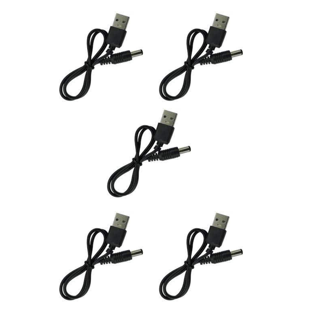 Kit 5pecas Cabo usb para fonte conector pino p4 5.5mm 50cm