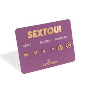 Kit 3 Brinco Rommanel Sextou Borboleta, Flor e Cristal Zircônia 527229 em Oferta na Shopee
