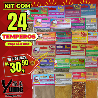 Kit com 24 Unidades Temperos e Condimentos Favoritos + de 40 Opções