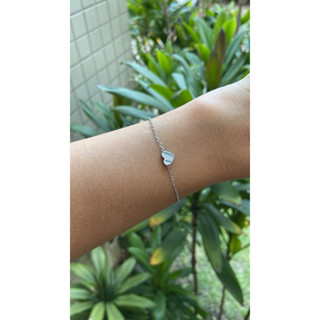 Pulseira com Pingente Coração Feminina em Aço Inoxidável - Prateado