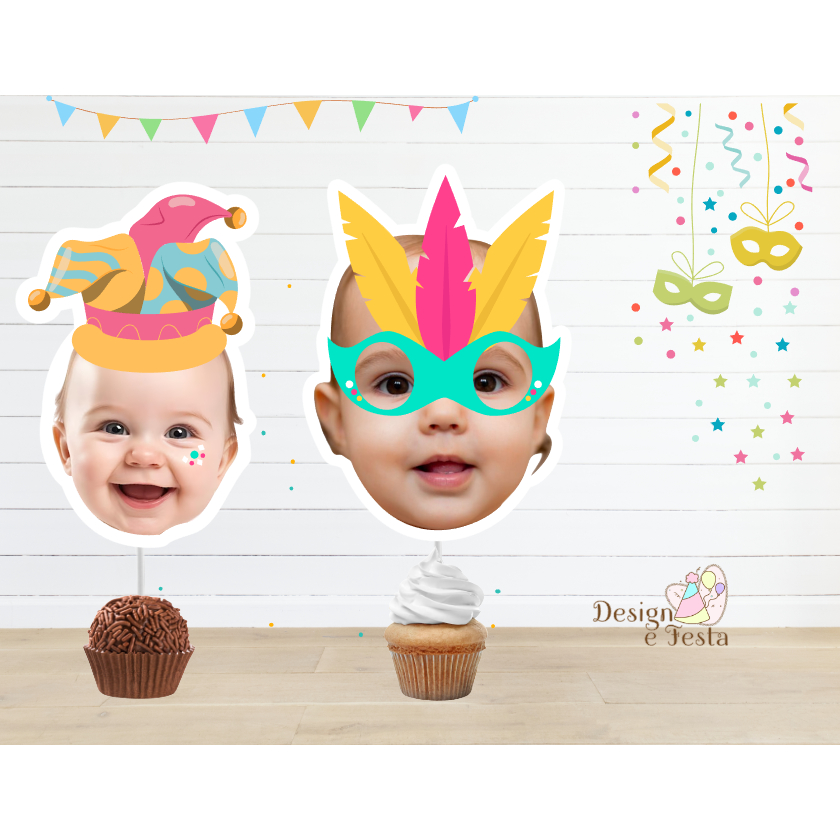 Kit Tags topper para docinhos  CARNAVAL,  rostinho personalizados. tags, topper para docinho/ topo para docinho em Oferta na Shopee