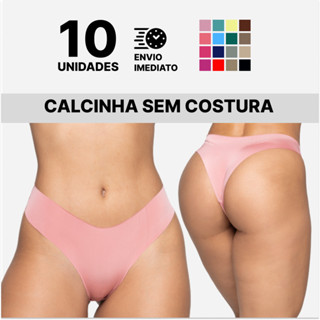 Kit 10 Calcinhas Lisas Sem Costura Tanga Corte a Laser.