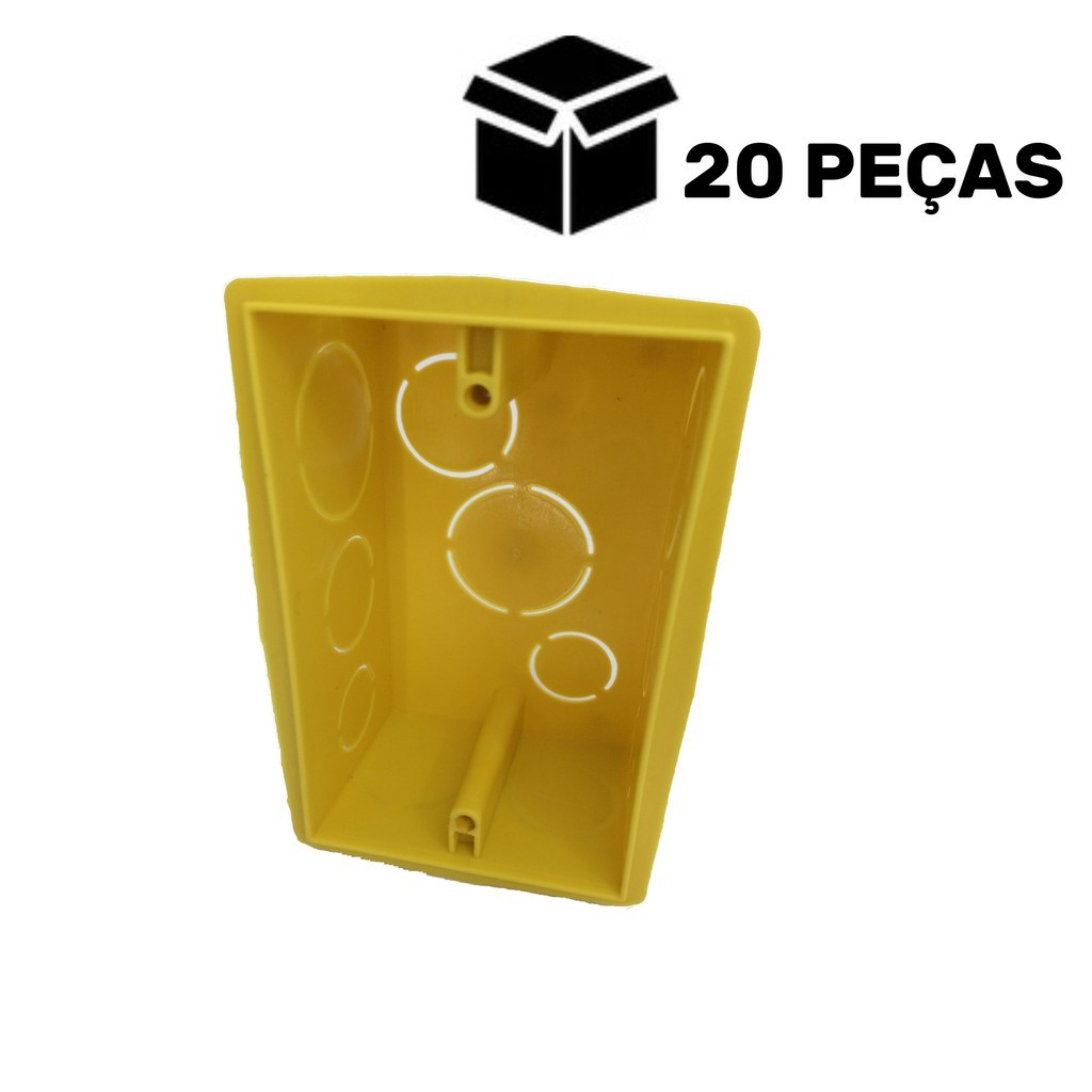 Kit 20 Caixa Caixinha De Luz para Tomada Interruptor 4x2 Amarela Reforçada