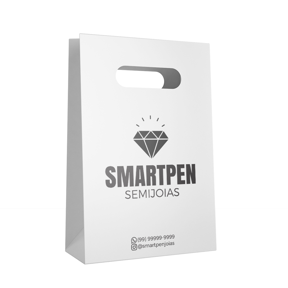 Sacola Semijoias Com sua Logo Impressa 50 - 200un - Tam 10x17x4cm em Oferta na Shopee