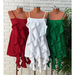 Vestido Feminino Babado Frente Unica Curto Soltinho Verão Leticia