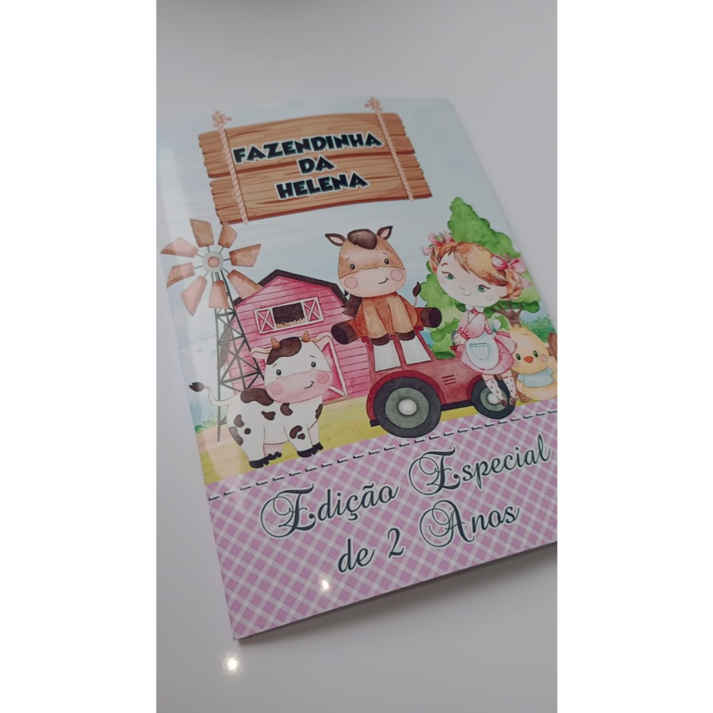 Revista de Colorir Fazendinha Aquarela 15x10 Lembrancinha Personalizada - Fazemos Todos os Temas