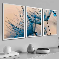 Quadros Decorativos Para Sala 40x60 Moldura Flor Dente De Leão Azul