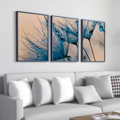 Kit 3 Peças Quadro Decorativo de Parede Moldura 50x70 Moderna Para Sala Escritório Quarto Dente De Leão