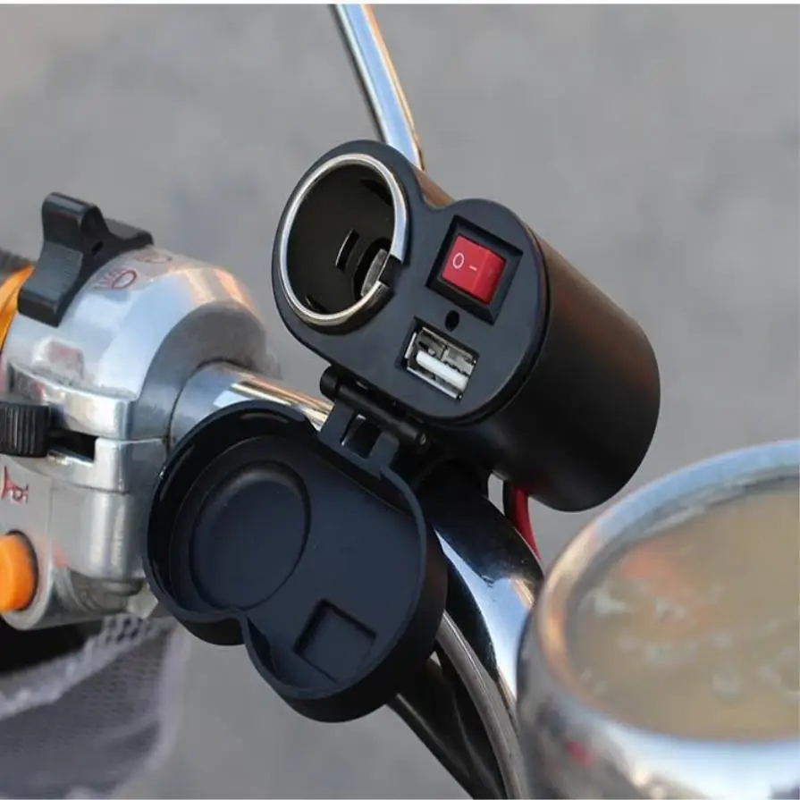 Adaptador Usb Moto Suporte Tomada 12v Carrega Gps Celular - Carregador e Acendedor
