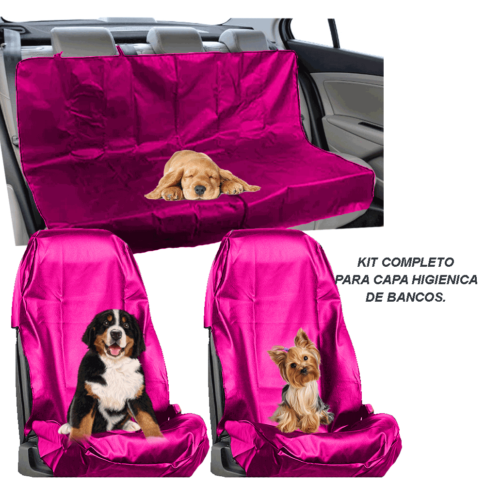 KIT CONJUNTO COMPLETO ROSA BANCOS DIANTEIRO E TRASEIRO Capa PROTETORA PET de Assento AZUL CARRO AUTOMOTIVO Higiênico Impermeável para Carro e Pick-up  Mantenha Seu Veículo Impecável e Seu Pet E TRANSPORTE