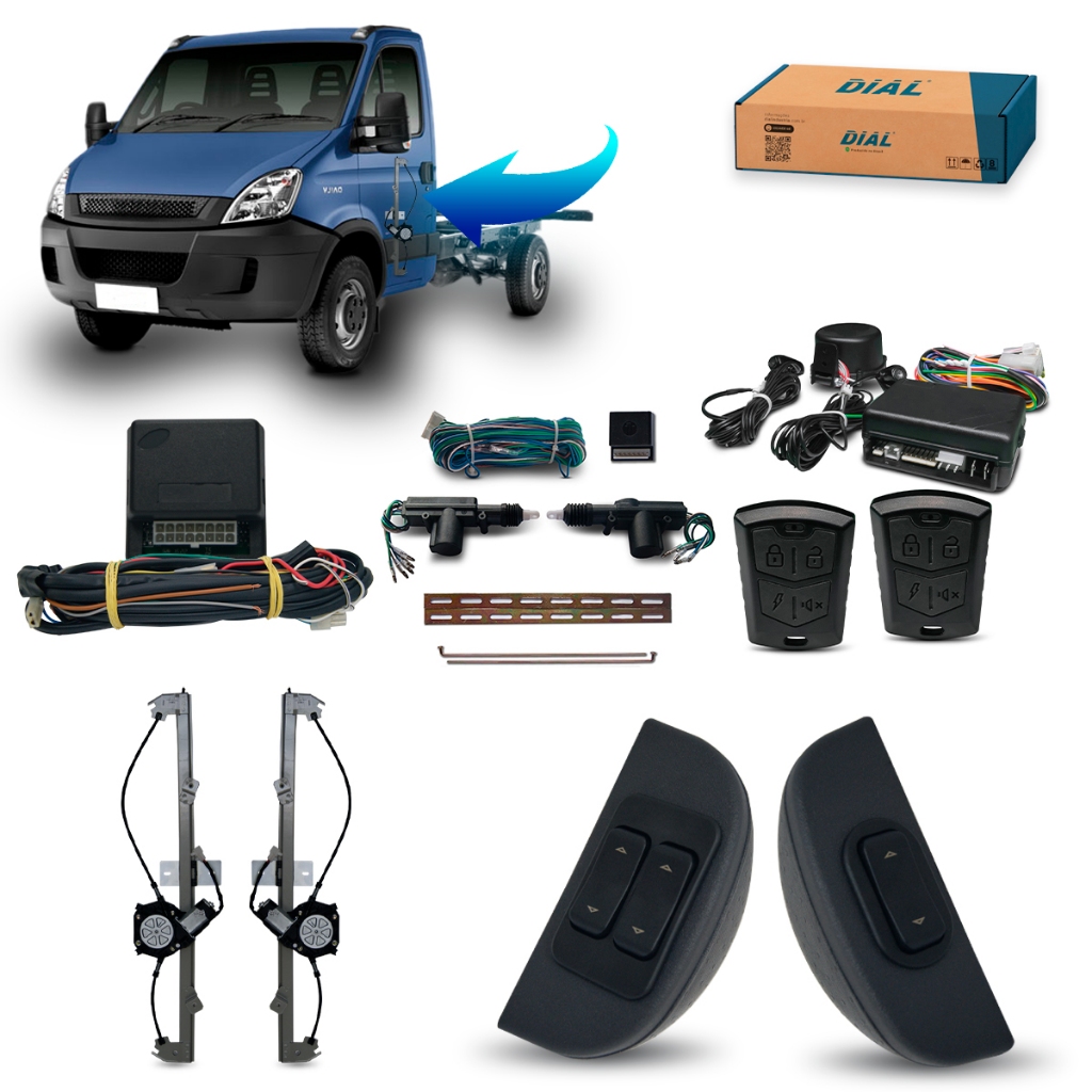 Kit Vidro Eletrico + Trava e Alarme Iveco Daily 35s14 45c14 55c17 40s16 70c16 (08/)