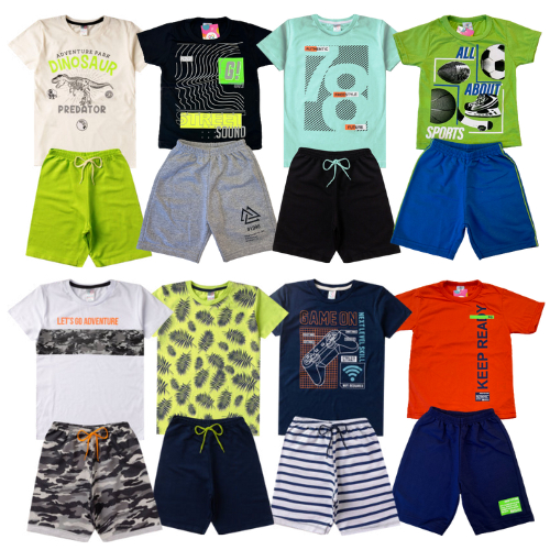 Kit Sortido 10 Peças de Roupas Infantil Menino 5 Camisetas + 5 Bermudas = 5 Conjuntos de Roupa Infantil MeninoVerão em Oferta na Shopee