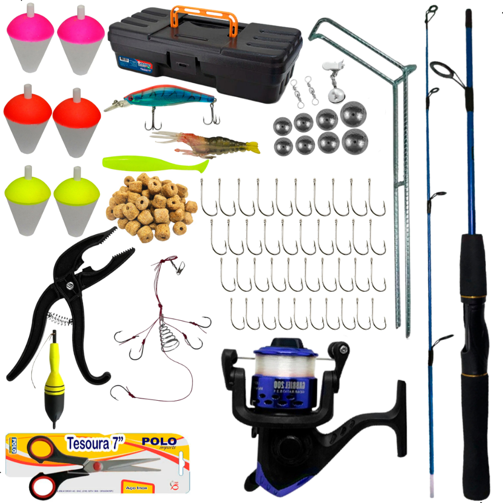 Kit Pesca Completo Vara 1,20m Molinete Maleta Pronto Para Usar - Sports & Outdoors