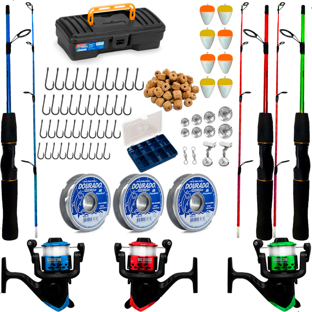 Kit Pesca Completo 3 Varas 1,20m 6kg Com Molinete Maleta em Oferta na Shopee