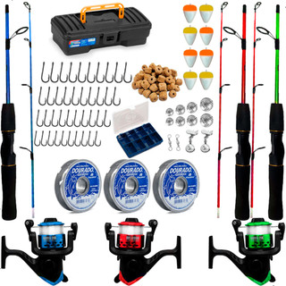 Kit Pesca Completo 3 Varas 1,20m 6kg Com Molinete Maleta em Oferta na Shopee