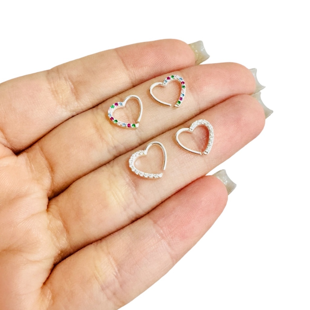 Piercing Daith Prata 925 Coração Zircônias em Oferta na Shopee