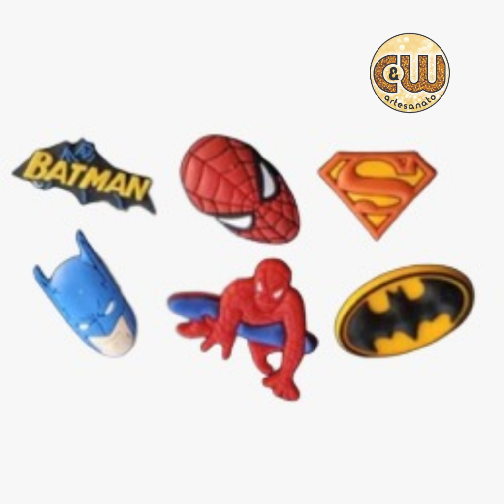 Molde Silicone Kit Super Heróis / Batman / Super Homem / Homem Aranha Confeitaria e Artesanato – Biscuit - Festa