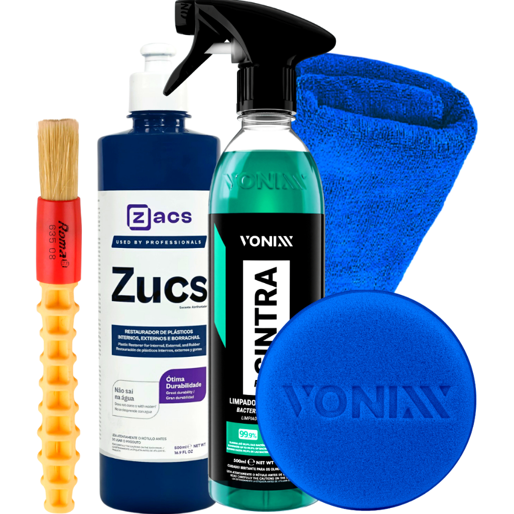 Produto para Renovar Plástico Zucs 500ml Zacs Sintra Fast Pincel Roma Pano Aplicador Vonixx - Spare Parts and Accessories for Vehicles