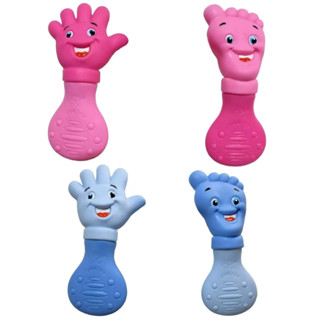 Mordedor Vila Toy Anti Stress Sensorial Macio e Lavável para Bebês a partir de 2 meses Mãozinha e Pézinho Rosa e Azul Atóxico