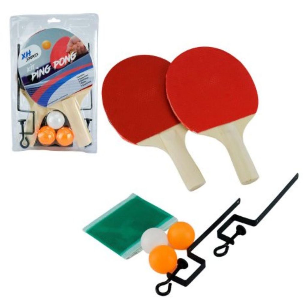 Kit 2 Raquete Tênis De Mesa mais 3 Bolinhas Com Rede Ping Pong