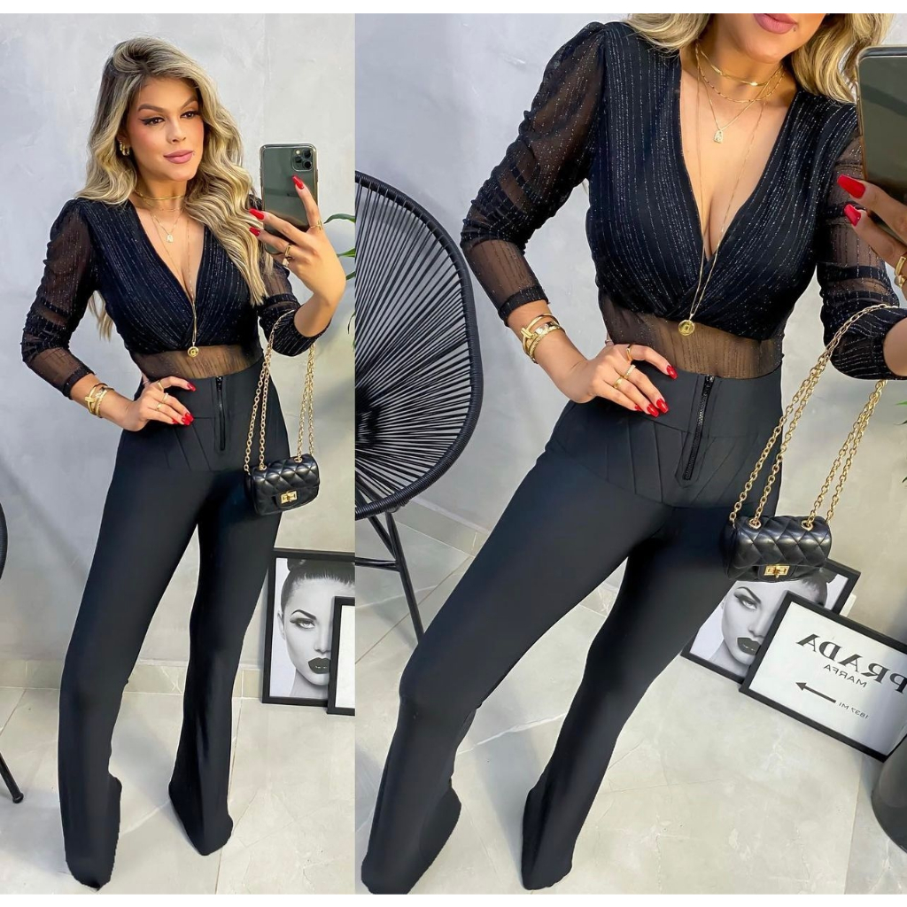 Calça Lipo super power Suplex Cintura Alta  Bolsos atras Confortável P ao G3 Plus em Oferta na Shopee