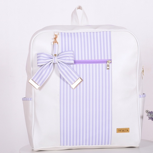 Mochila Maternidade Aconchego Listrado Lilás - 01 Peça