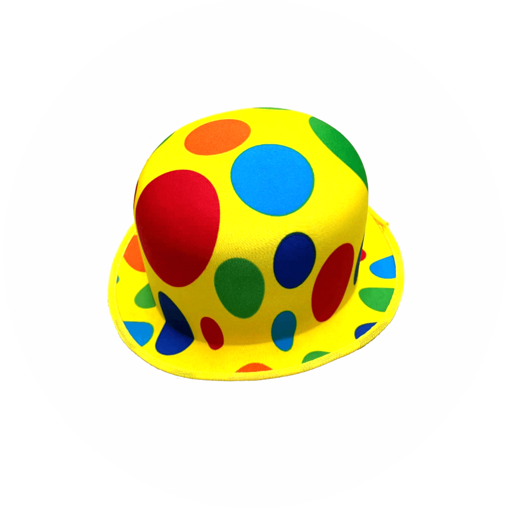 Chapéu de Palhaço Amarelo com Bolinhas Coloridas Fantasia Carnaval