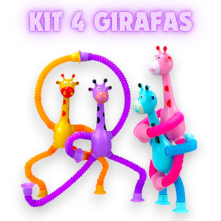 Kit 4 Girafas Pop Tube Tubo Esticado Ventosa TikTok Infantil Sensorial