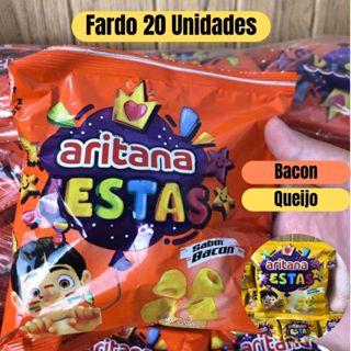 Salgadinho Chips Aritana Festa 15 gramas Kit c/ 20 unidades - Sabores Bacon e Queijo