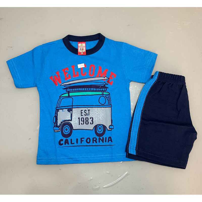 Conjunto Infantil masculino menino camiseta e bermuda moletinho 2 a 8 anos