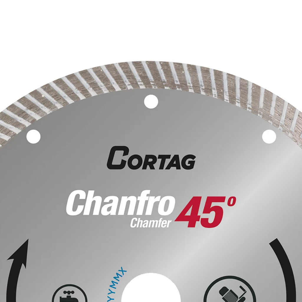 Detalhes do Disco Diamantado Turbo Chanfro 45° 200mm Para Uso Profissional - CORTAG Porcelanato Mármore Granito