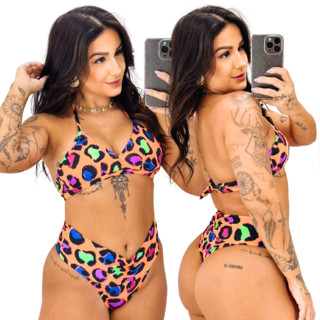 Biquíni Marinheiro Cortininha Levanta Bumbum Efeito Lipo Cintura Alta Hot Pant
