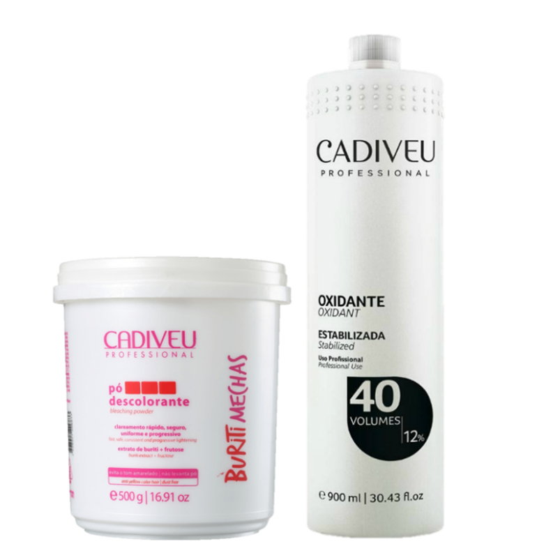 Buriti Mechas Kit Cadiveu Pó Descolorante e Oxidante 40 Vol.