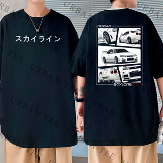 Camiseta Basica Algodao Nissan Skyline R34 Drift Car Cartoon Initial D Unissex