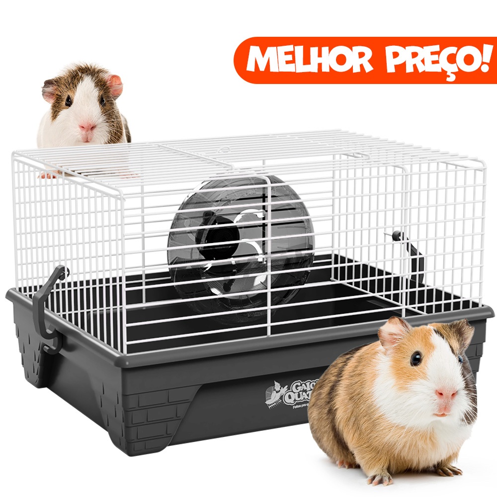 Gaiola Gaiolinha Para Hamsters Porquinhos da Índia e Roedores Pet Casa Transporte Completa Com Brinquedo Roda de Exercícios Bandeja Plástica Material Plástico e Alumínio Resistente - ENVIO IMEDIATO