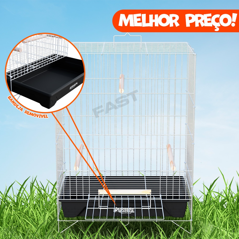 Gaiola Com Pés ou Suspensa Malha Fina Para Passáros Viveiro Calopsita Canário Periquito Bandeja Plástica Grandes Alumínio Ponteiros de Madeira Abertura Frontal Produto Premium Montagem Fácil - ENVIO IMEDIATO