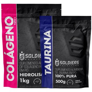 Kit: Colágeno Tipo 1 Hidrolisado 1Kg + Taurina 500g - 100% Puro Importado - Soldiers Nutrition