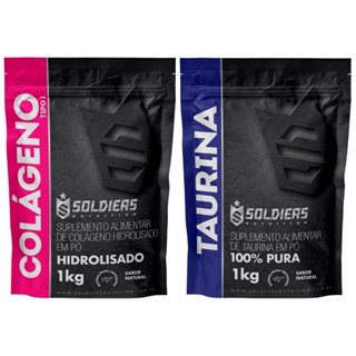 Kit: Colágeno Tipo 1 Hidrolisado 1Kg + Taurina 1Kg - 100% Puro Importado - Soldiers Nutrition