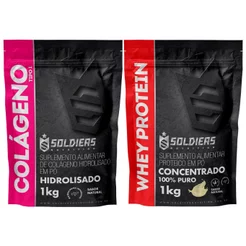 Kit: Whey Protein Concentrado 1kg + Colágeno Tipo 1 Hidrolisado 1kg Soldiers Nutrition Proteína Muscular
